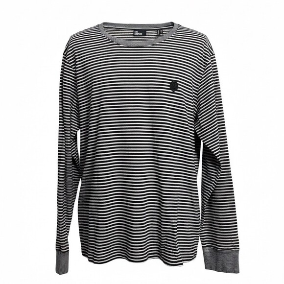 $784 The Kooples Men's Striped Long Sleeve Crew Neck T-Shirt Logo Patch Size XL - Picture 2 of 5